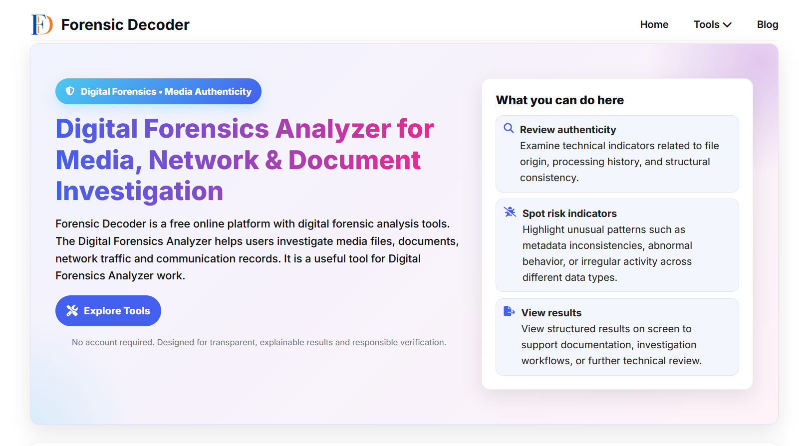 Digital Forensics Analyzer for Media, Network & Document Investigation