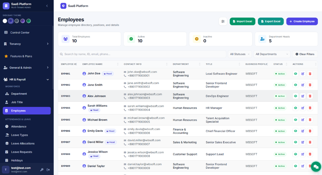 HRMS & SaaS Employee Management System